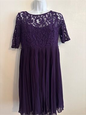 Momo Maternity evening Deep Purple Lace flowy easy to slip on Maternity Dress